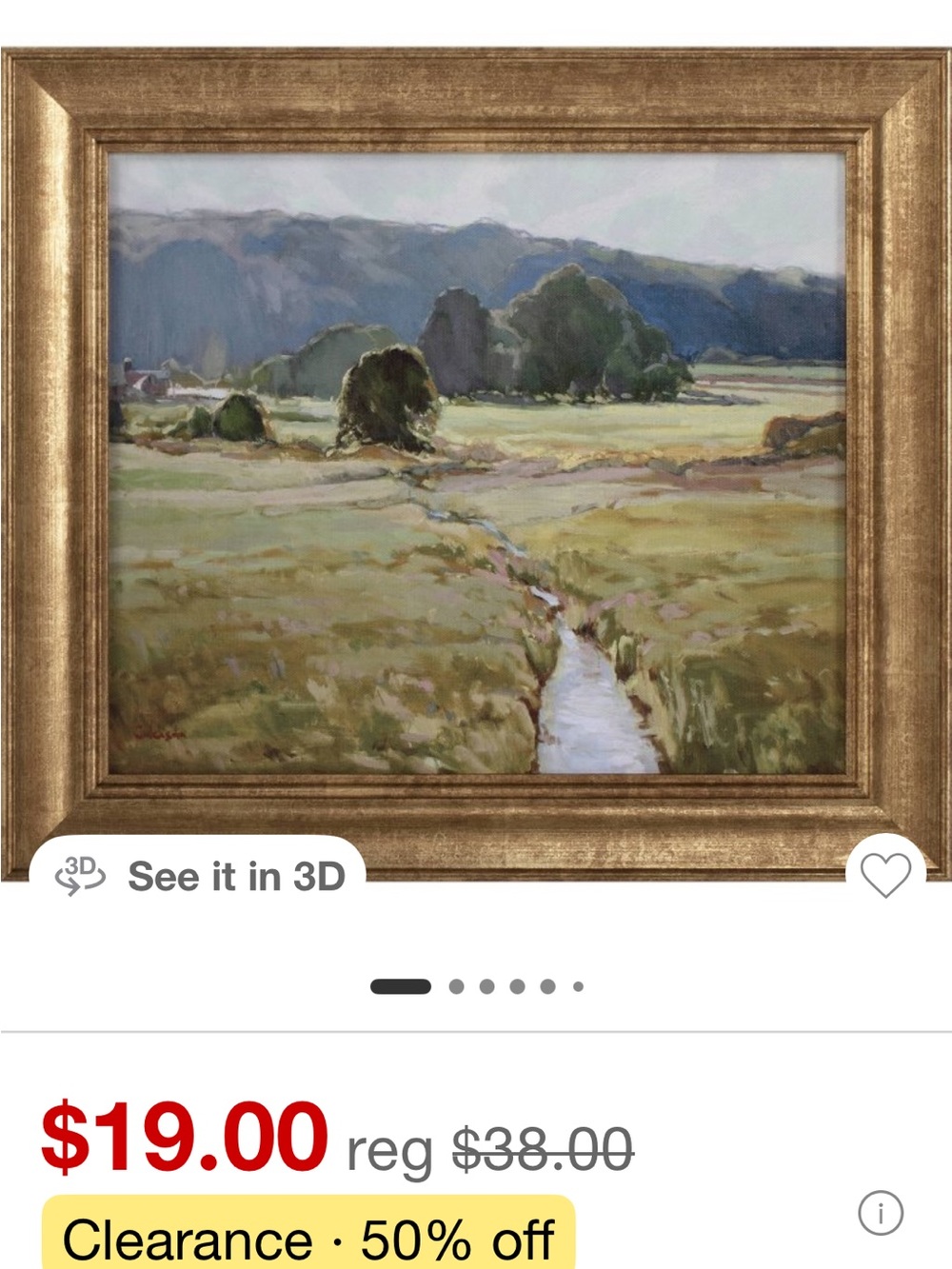 Framed Landscape Wall Art - Gold Frame, Green and Blue Palette